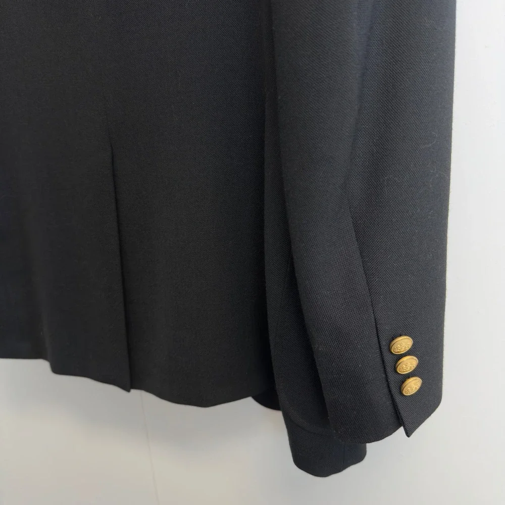 Stafford American Craftsmen Mens 40S Black Blazer Gold Crest Buttons Made in USA